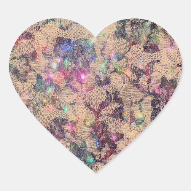 Pretty Lace Roses Heart Sticker (Front)