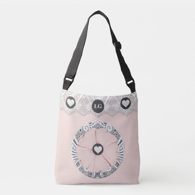 Pretty Lacy Soft Pink Floral Tote Bag (Front)