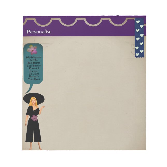 Pretty Lady Inspirational Quote ScrapbookPaper Notepad (Front)