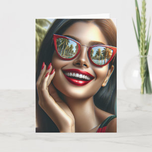 Pretty Lady Smiling   Blank Card