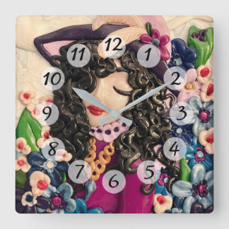 Pretty Lady Square Wall Clock