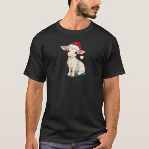Pretty Lamb with Santa Claus Hat for Festive Days T-Shirt