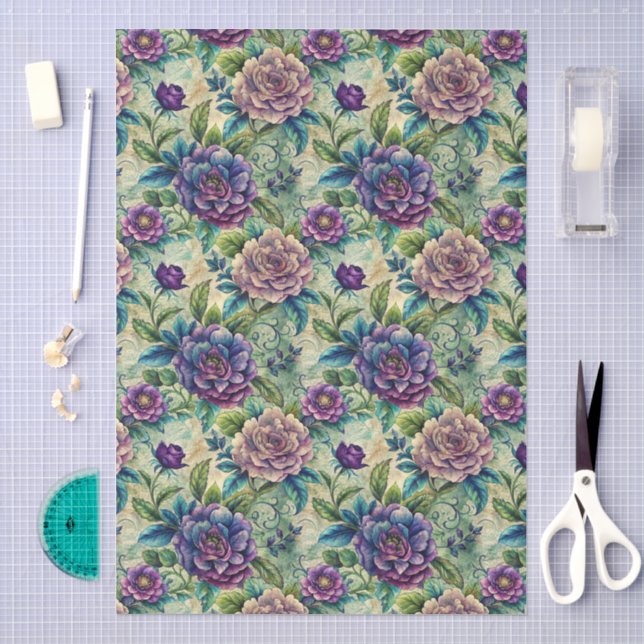 Pretty Large Floral Seamless Craft Decoupage Tissue Paper (Craft)