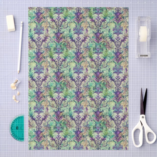 Pretty Large Floral Seamless Damask Pattern Tissue Paper (Craft)