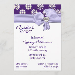 Pretty Lavender Bow Bridal Shower Invitation