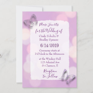 Pretty Lavender Butterflies Wedding Invitation