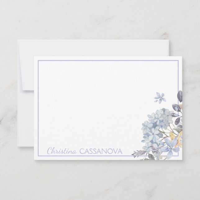 Pretty Lavender Floral Frame Personalized Card (Front)
