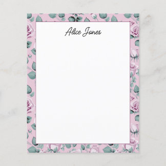 Pretty Lavender Floral Script Stationery Paper