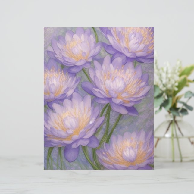  Pretty Lavender Floral Stationery (Standing Front)