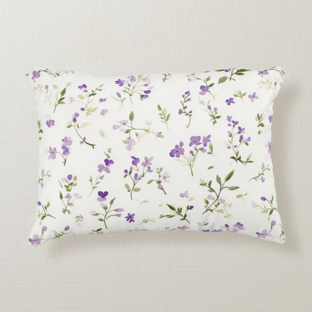 Pretty Lavender Flowers Accent Pillow (Front)