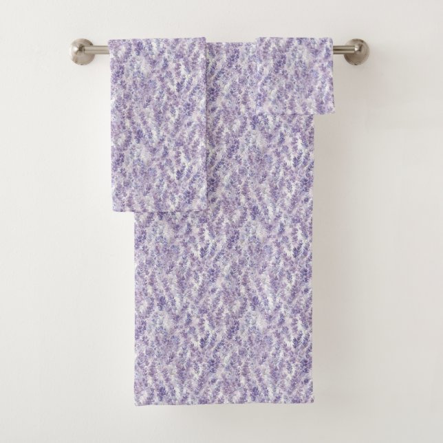 Pretty Lavender Flowers Bridal Shower Bath Towel Set (Insitu)