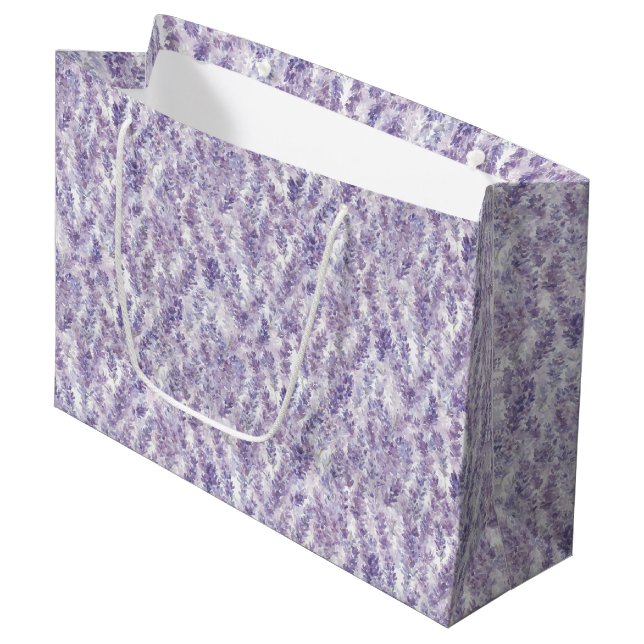 Pretty Lavender Flowers Bridal Shower Large Gift Bag (Front Angled)