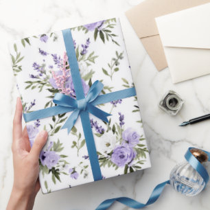 Pretty Lavender Flowers Bridal Shower Wrapping Paper