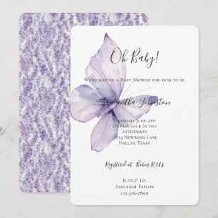 Pretty Lavender Flowers Butterfly Baby Shower  Invitation