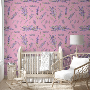 Pretty Lavender Flowers on Pink Background   Wallpaper