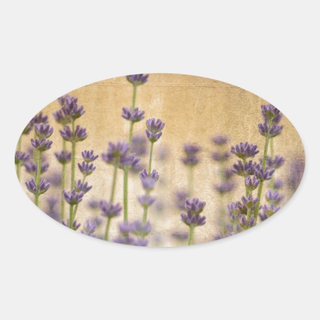 Pretty Lavender Flowers Oval Sticker (Front)