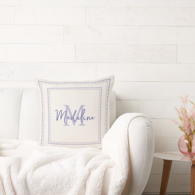 Pretty Lavender Monogram Script Pillow (Couch)
