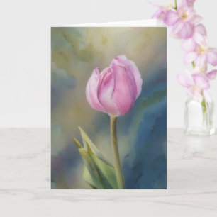 Pretty Lavender Pink Tulip Flower Art Note Card