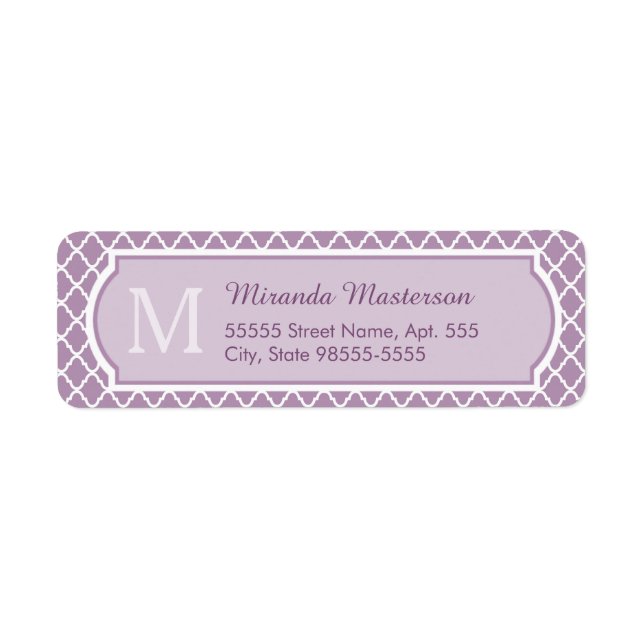 Pretty Lavender Purple Quatrefoil Monogrammed Name (Front)
