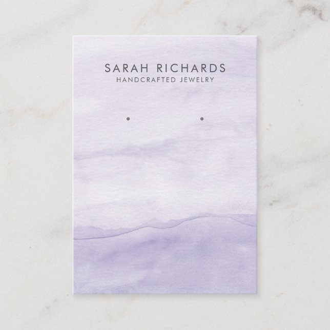 Pretty Lavender Purple Watercolor Earring Display Business Card (Front)