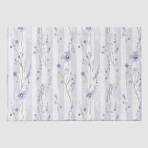 Pretty Lavender White Floral Stripes Bridal Shower Tissue Paper