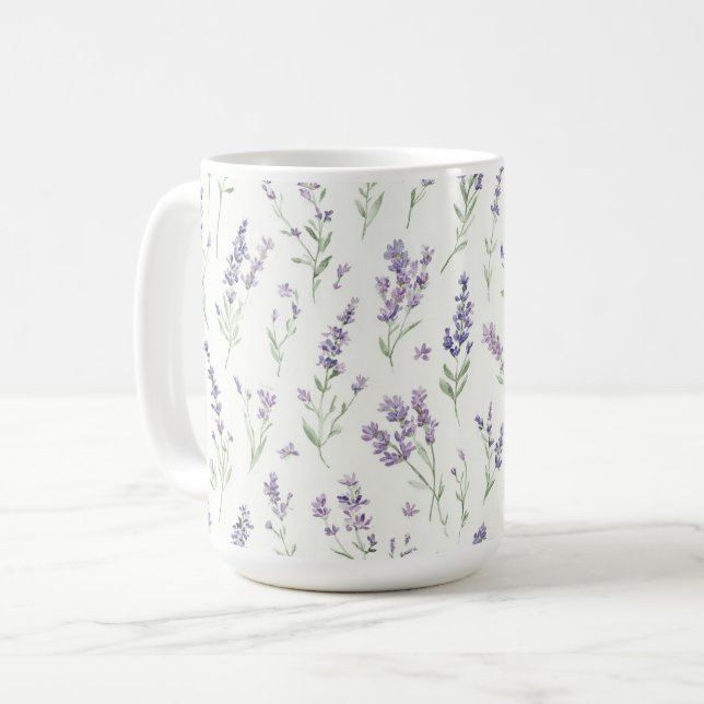 Pretty Lavender White Flowers Bridal Shower Coffee Mug (Front Left)