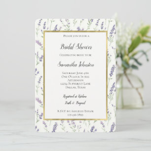 Pretty Lavender White Flowers Bridal Shower Invitation
