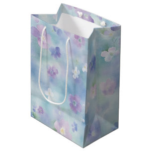 Pretty Lavender White Flowers Bridal Shower Medium Gift Bag