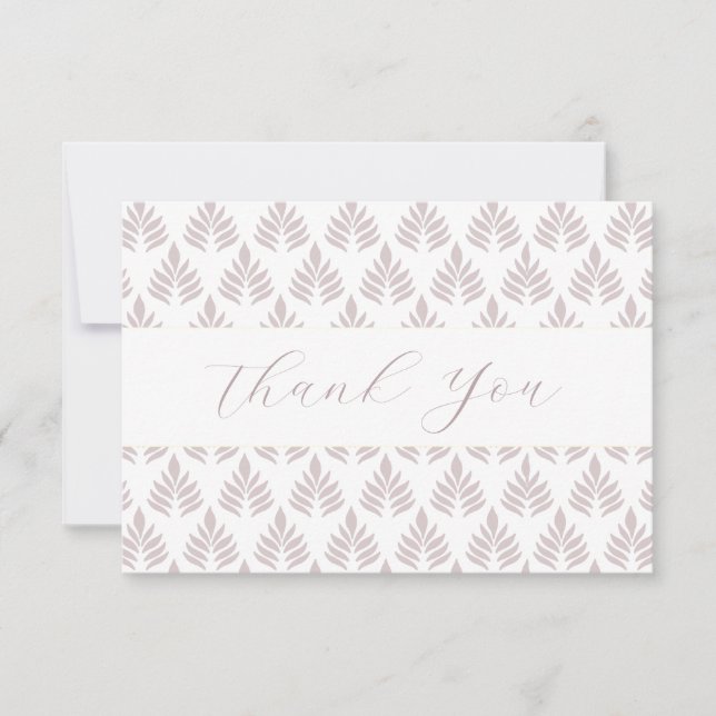 Pretty Leaf Pattern Flat Thank You Card (Front)