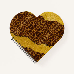 Pretty Leather Giraffe Animal Print With Glitter Notebook