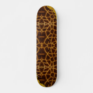 Pretty Leather Giraffe Animal Print With Glitter Skateboard