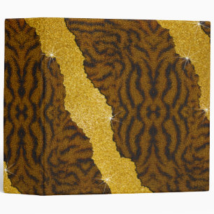 Pretty Leather Tiger Animal Print With Glitter Binder