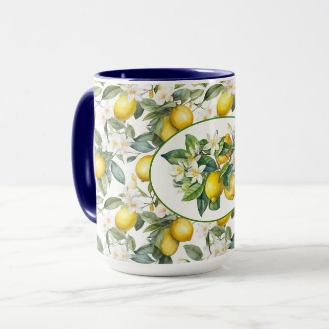 Pretty Lemon Tree Watercolor Art Mug (Front Left)