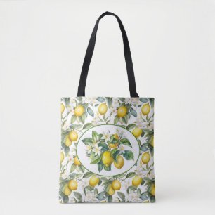 Pretty Lemon Tree Watercolor Art Tote Bag