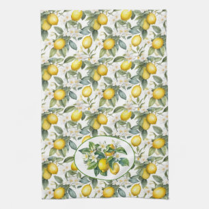 Pretty Lemon Tree Watercolor  Kitchen Towel