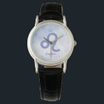 Pretty Leo Astrology Sign Personalized Purple Watch<br><div class="desc">This pretty, personalized purple and lavender Leo watch features your astrological sign from the Zodiac in a beautiful sparkle like the constellations. Customize this cute wristwatch gift with your name in beautiful cursive script for someone with a late July or early August birthday.</div>