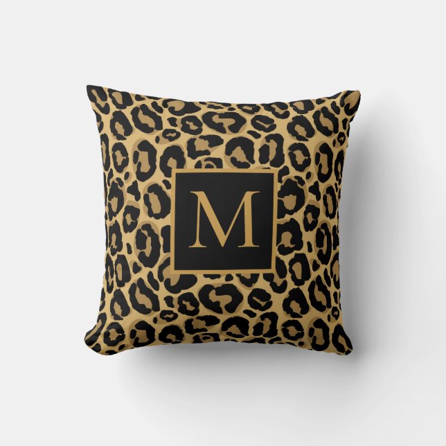 Pretty Leopard Monogram Name  Throw Pillow (Front)