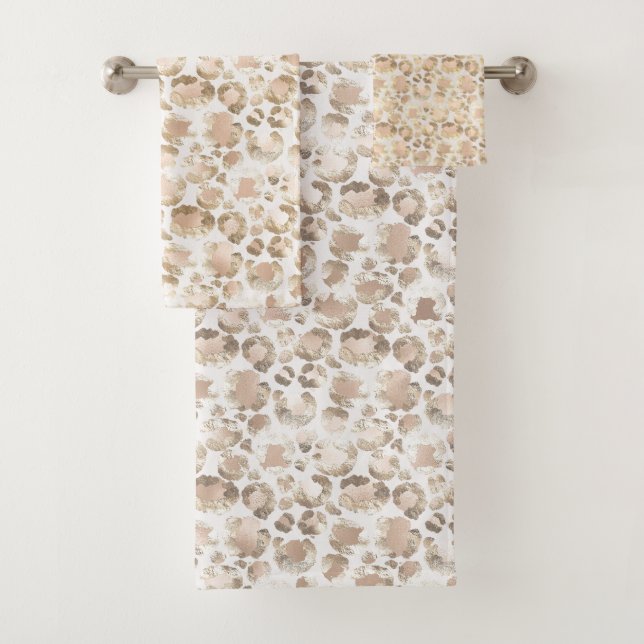 PRETTY LEOPARD SPOT PATTERNED BATHROOM TOWEL SET (Insitu)