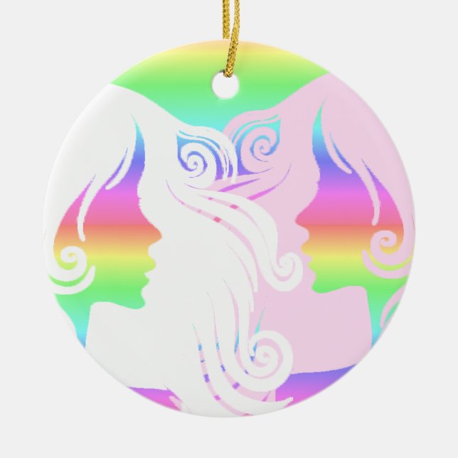 Pretty LGBT Lesbians Personalized Ornament (Front)