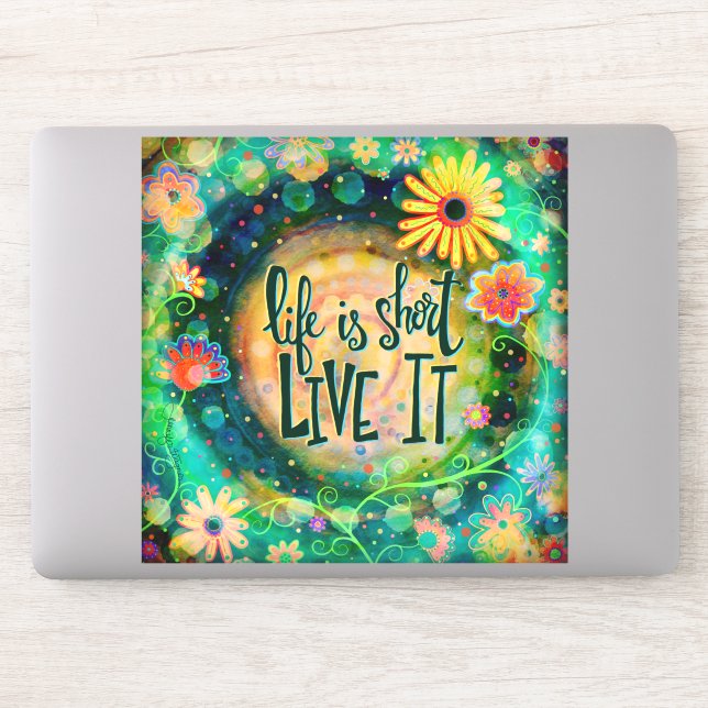 Pretty Life is Short Floral Green  Inspirational (Computer)