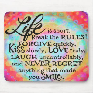 Pretty Life is Short Inspirational Quote Mouse Pad