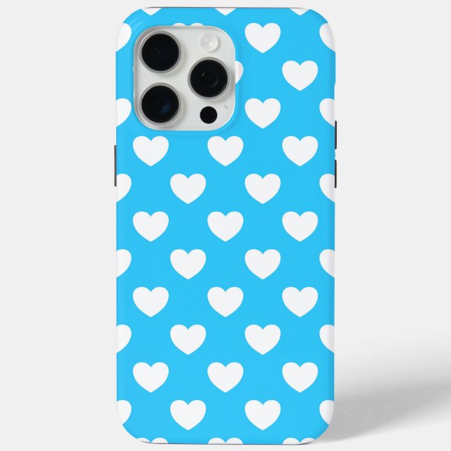 Pretty Light Blue - Cute Stylish Polka Dot Hearts Case-Mate iPhone Case (Back)