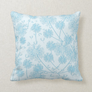 pretty light blue dandelions throw pillow