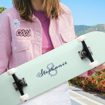 Pretty Light Green Elegant Simple Cute Monogrammed Skateboard<br><div class="desc">This pretty deck is a soft pastel green,  a chic backdrop to a monogram formed of your initial and name. With refreshing elegance,  this skateboard makes a cute personalized gift and a fun accessory to complement your style.</div>