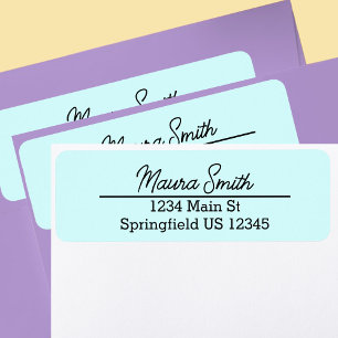 Pretty light teal minimalist return address