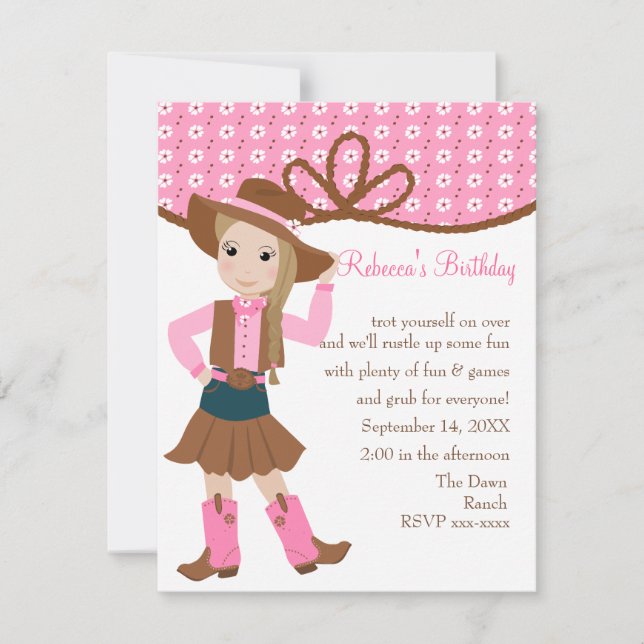 Pretty Lil' Cowgirl! Invitation (Front)