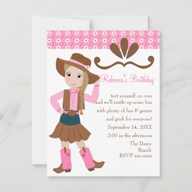 Pretty Lil' Cowgirl! Invitation (Front)