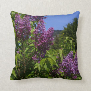Pretty Lilac Flowers Nature Scene Throw Pillow