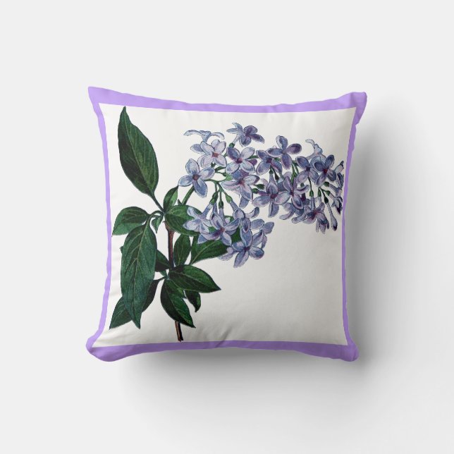 Pretty Lilac Flowers Purple Decorative Throw Pillow (Front)