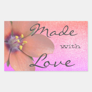 Pretty Lilac Pink Flower Blossom Made with Love Sticker